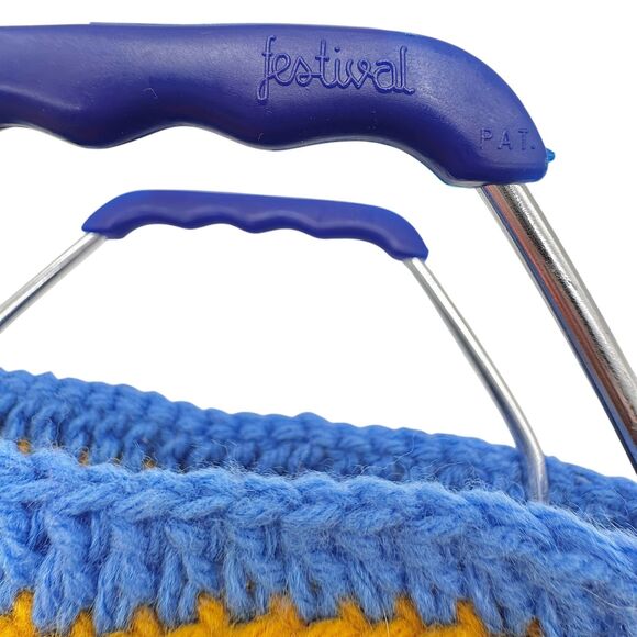 Vintage Festival Granny Square Knit Mesh Lined Tote Bag Spain - Picture 3 of 9